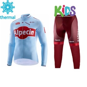 Tenue Maillot M/L + Collant Long 2019 Team Katusha Alpecin Enfant Hiver Thermal Fleece N001